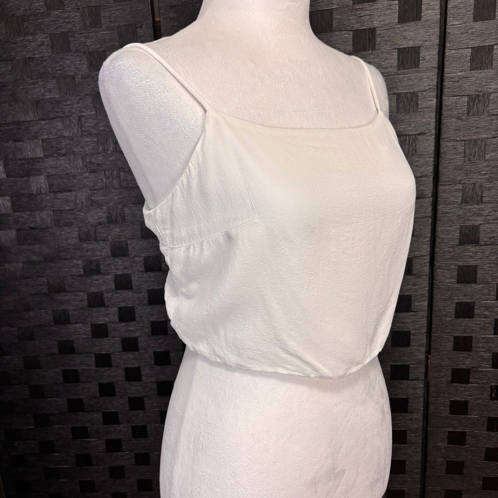 Brandy Melville Tank Top Womens One Size White Tie Back Cropped Boho Festival - Picture 3 of 7